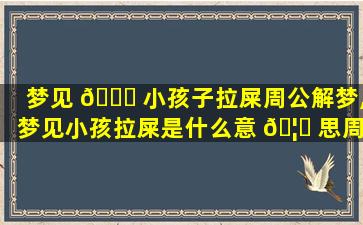 梦见 🐞 小孩子拉屎周公解梦,梦见小孩拉屎是什么意 🦋 思周公解梦